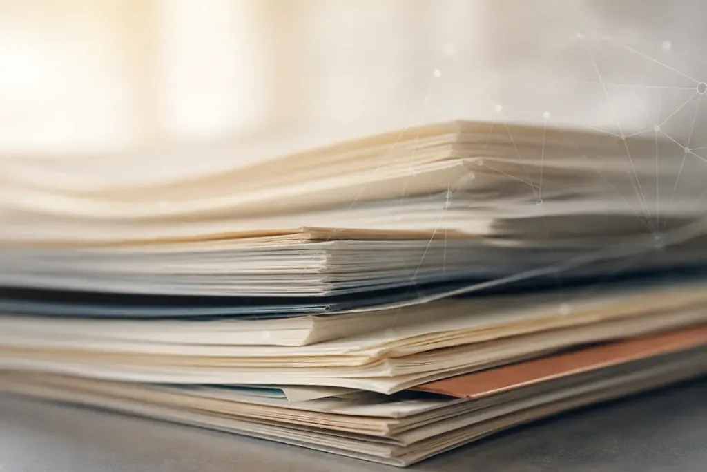 Intellectual capital — documents and structured knowledge, abstract imagery without people